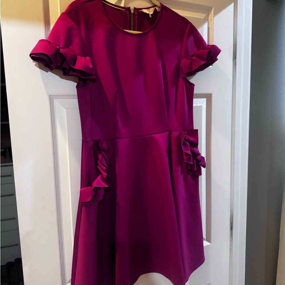 Ted Baker Fuchsia Women’s Dress with Ruffle Accents
